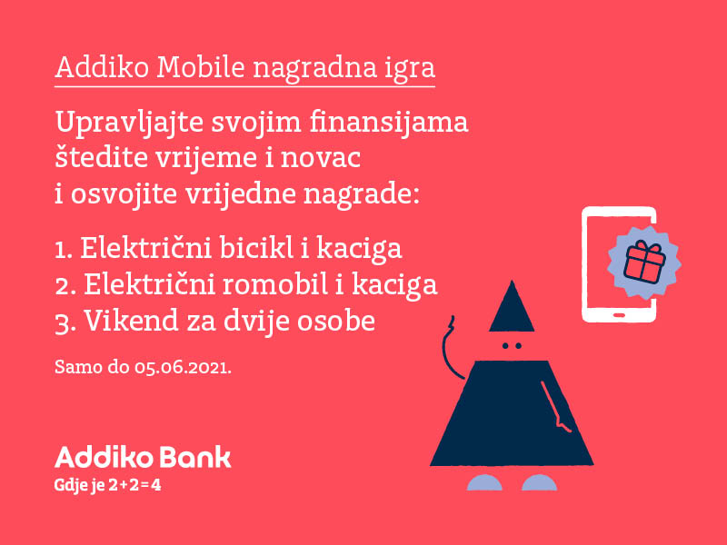 Plaćajte putem usluge Addiko Mobile i odvezite se električnim biciklom, romobilom ili uživajte u vikendu za dvoje