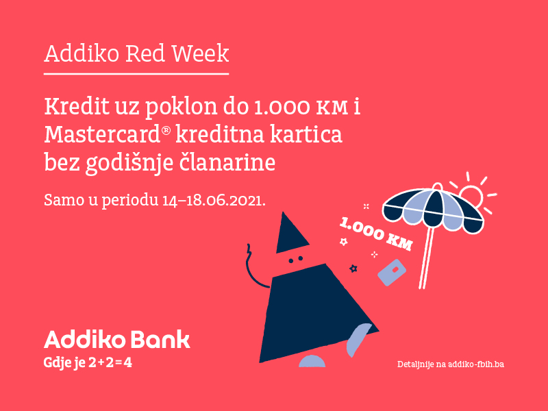 Addiko Red Week: Uživajte u ljetu uz poklon do 1.000 KM i Mastercard kreditnu karticu, bez godišnje članarine