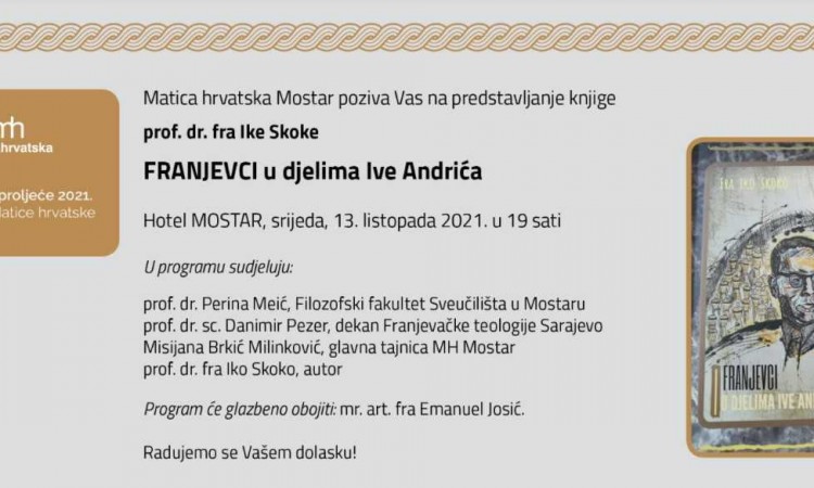 Predstavljanje knjige 'Franjevci u djelima Ive Andrića' na Mostarskom proljeću