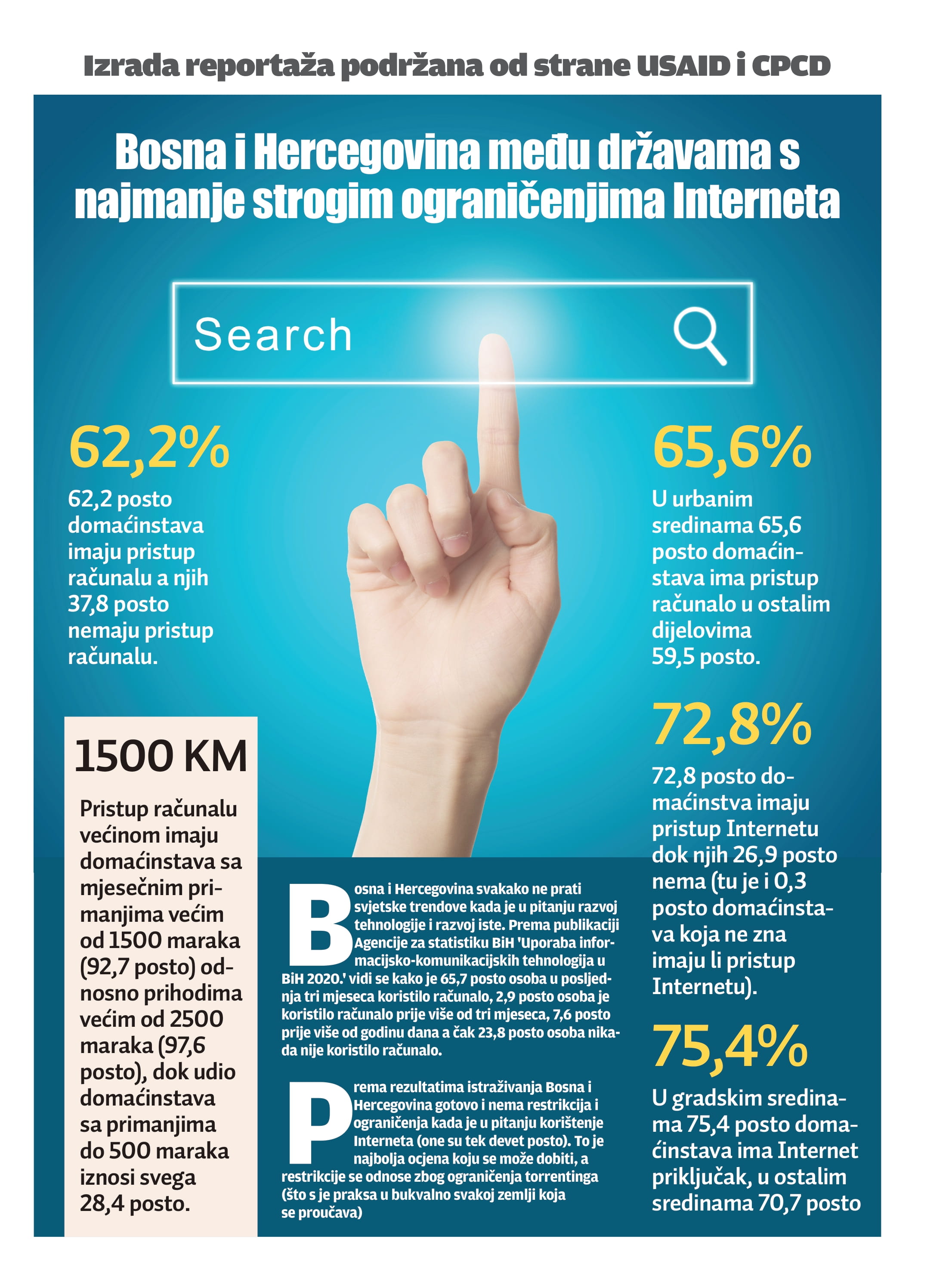 BiH među državama s najmanje strogim ograničenjima interneta