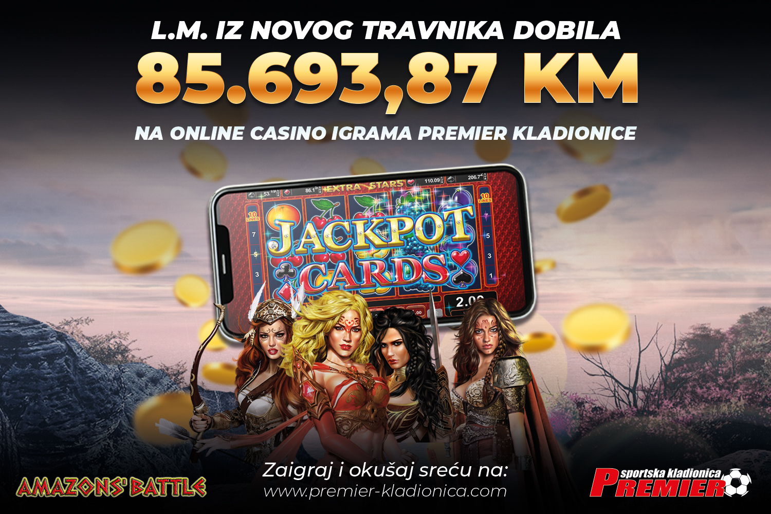 Igračica iz Novog Travnika osvojila Jackpot od 85.693,87 KM u Premier kladionici