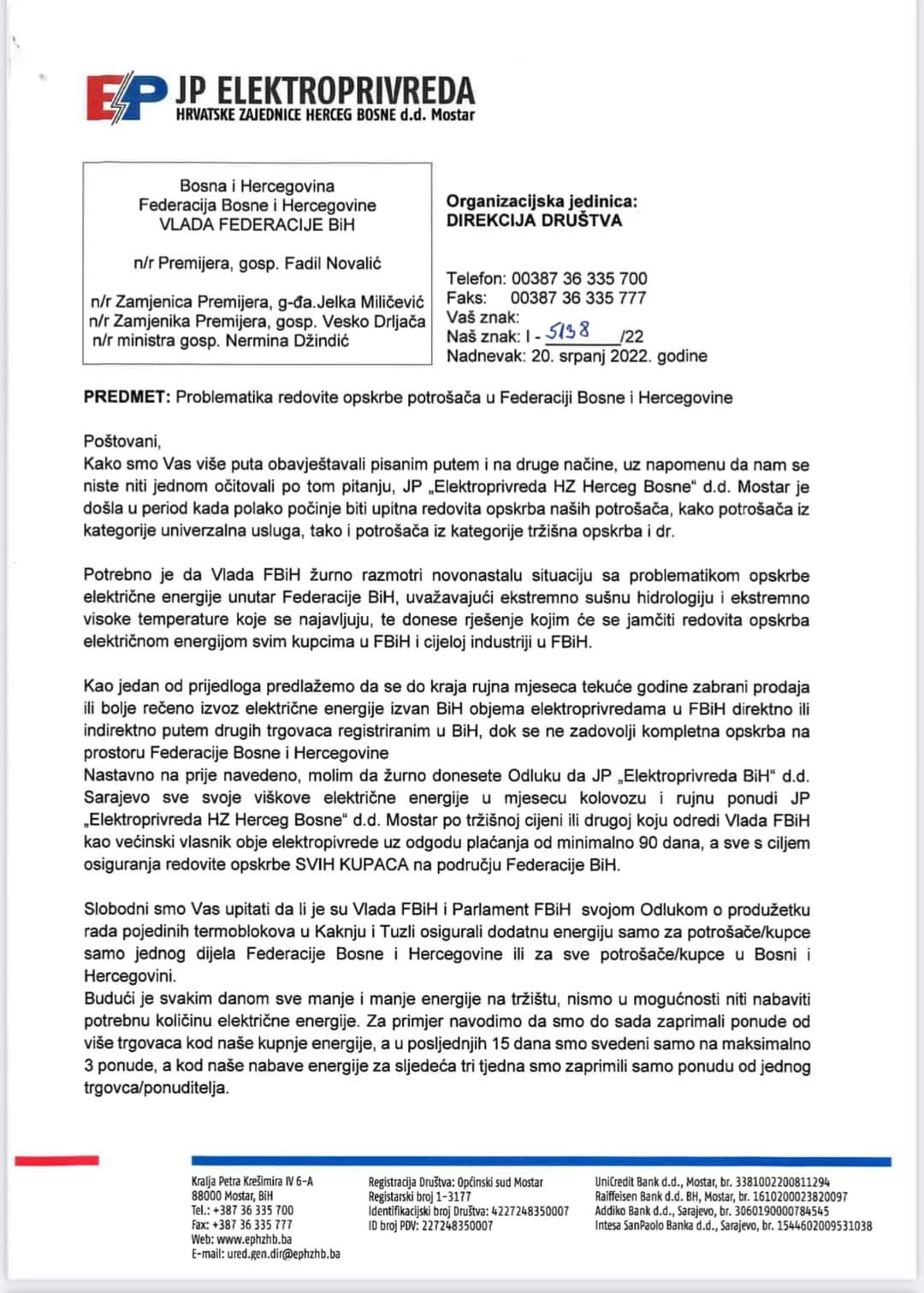Elektroprivreda HZHB u problemima: Prijeti nestašica struje!