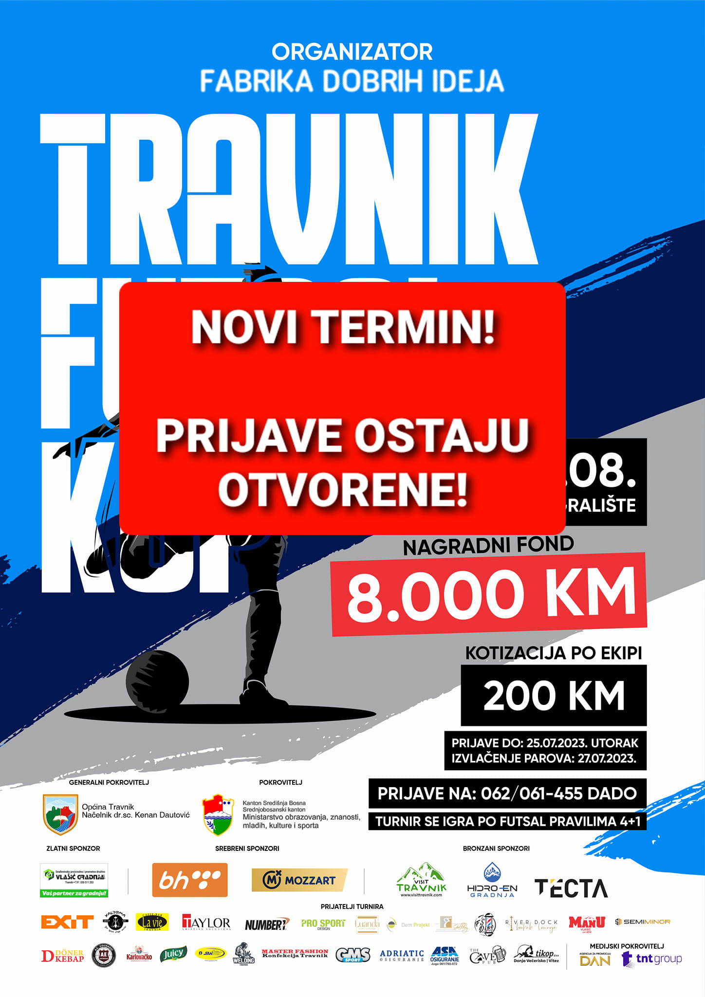 Novi termin održavanja turnira „Travnik futsal kup“